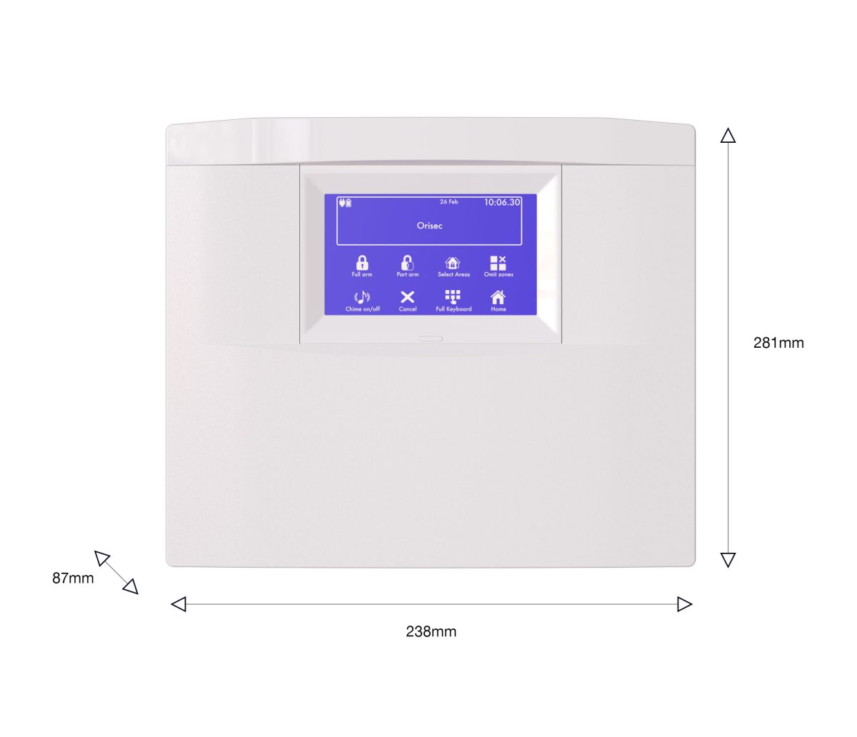 Control Panel Dimensions - Orisec Ltd | Professional Security Equipment